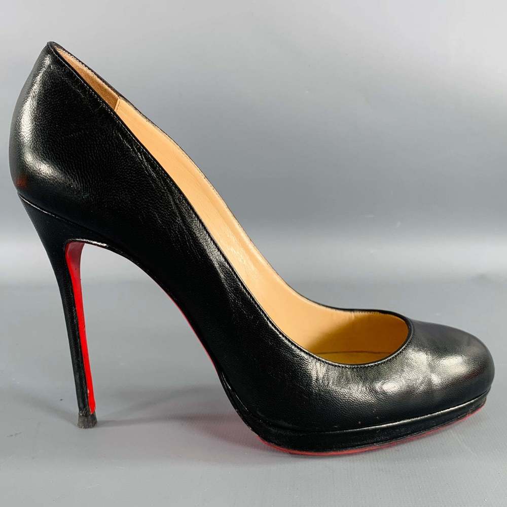 CHRISTIAN LOUBOUTIN Black Leather Platform Pumps - Picture 2 of 9